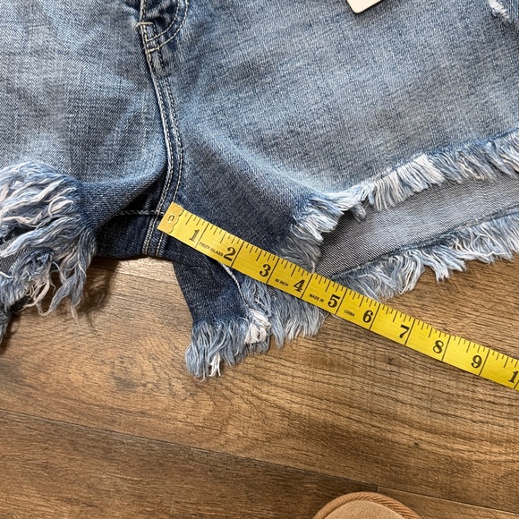 KanCan Blue Frayed Hem Jean Shorts - Picture 2 of 7